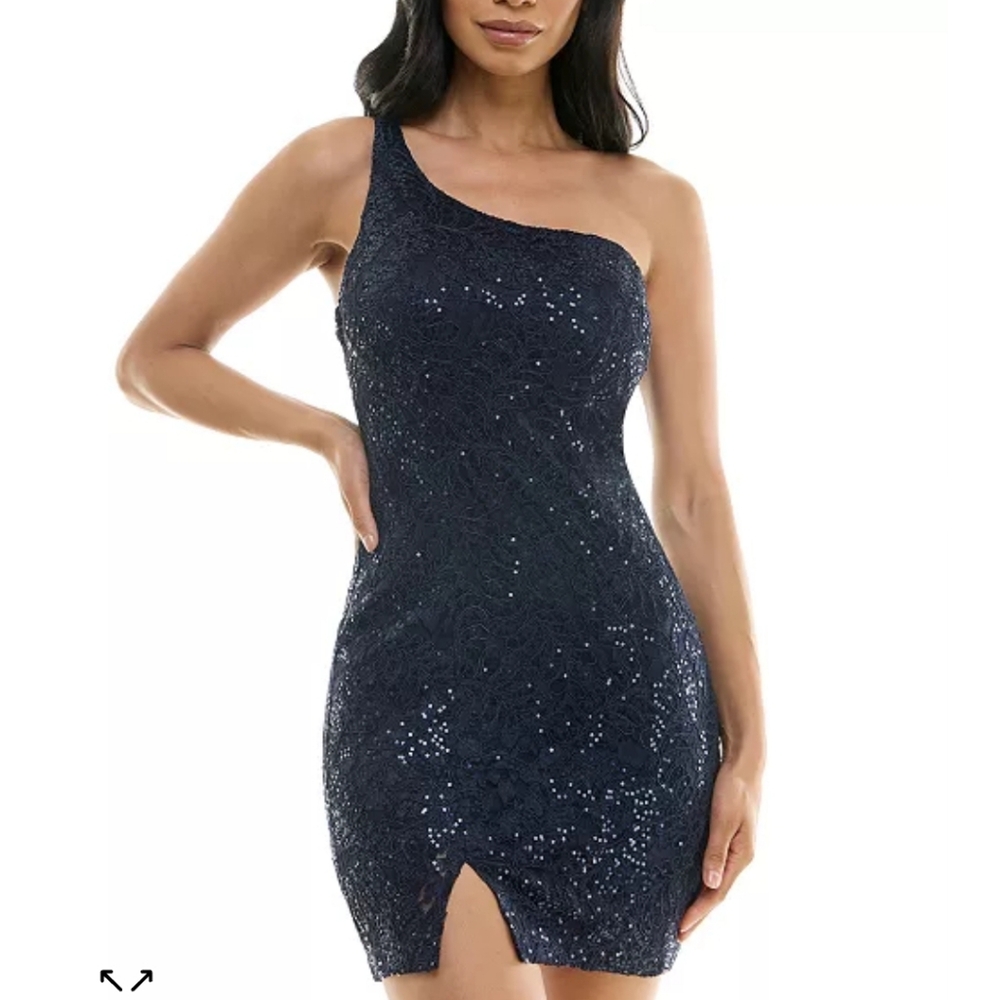 Homecoming Juniors One-Shoulder Sequin Lace Mini Formal Prom Dress
